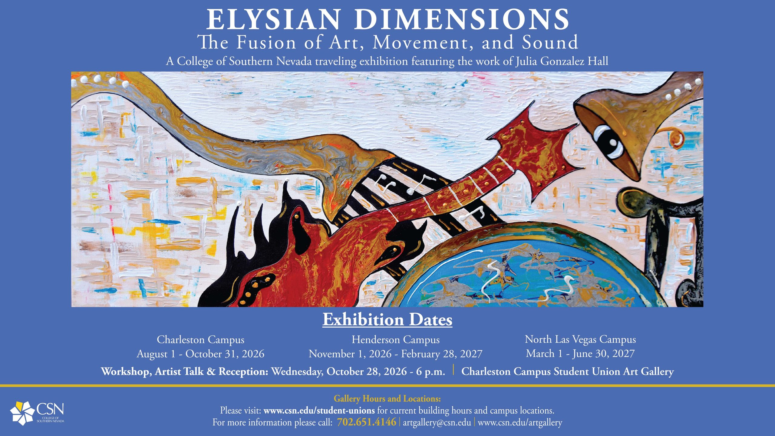 FOR IMMEDIATE RELEASE: CSN Traveling Exhibition presents Elysian Dimensions by Julia Gonzalez Hall