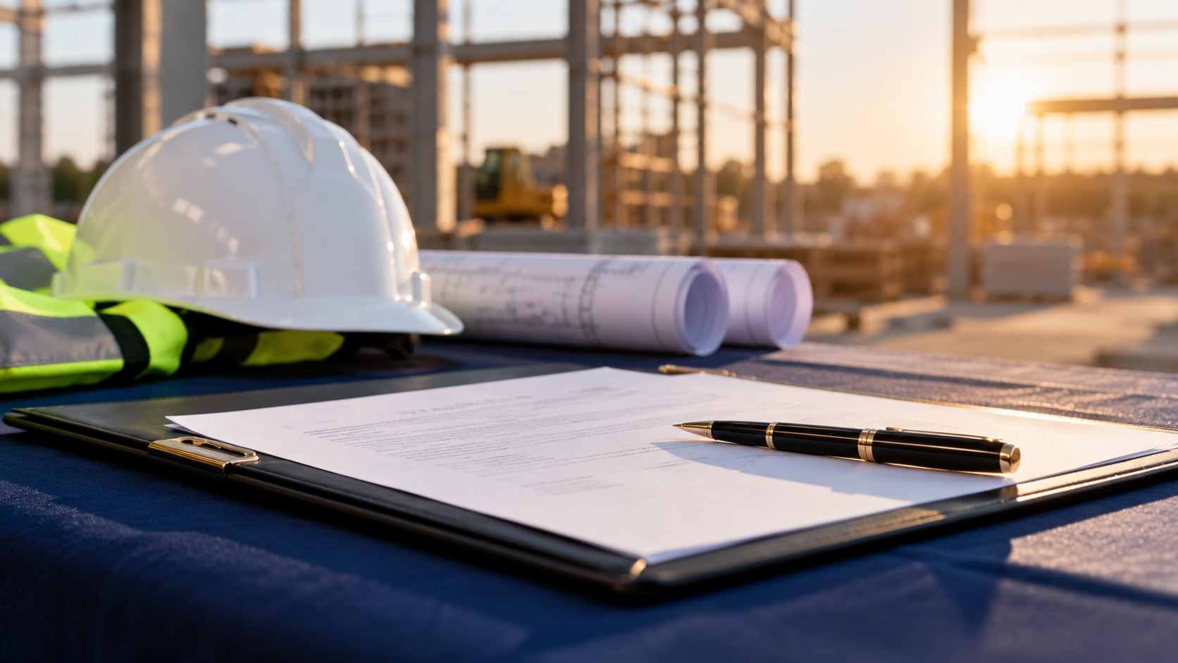 Construction Contract at Golden Hour