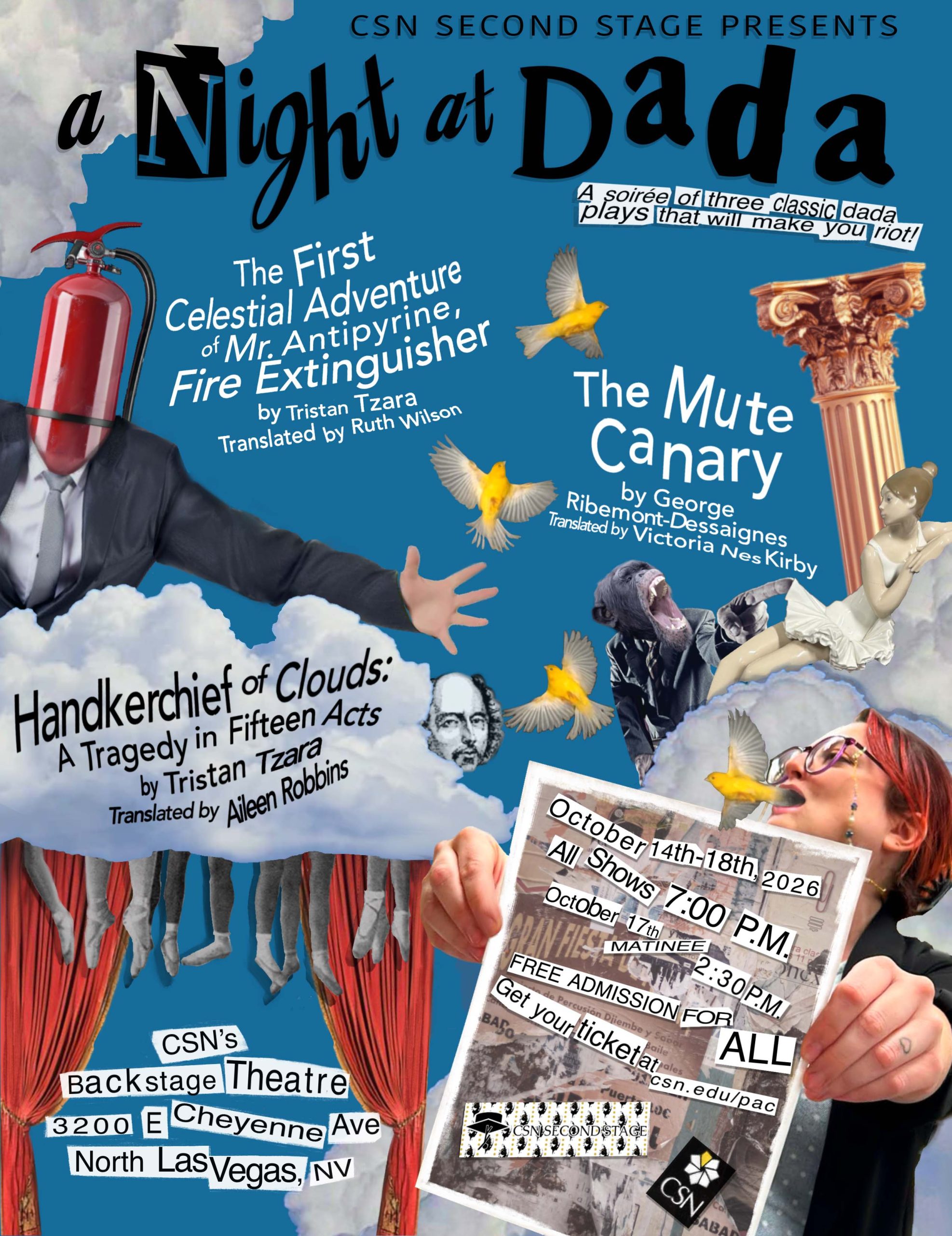 FOR IMMEDIATE RELEASE: CSN’S THEATRE PROGRAM’S SECOND STAGE PRESENTS: A NIGHT AT DADA